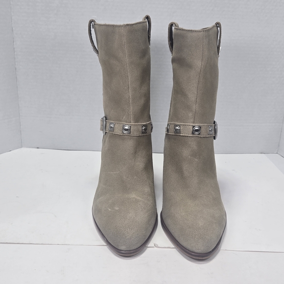 Lucky Brand SOGN buckled Block Heeled Suede Leather Western Boots Size 9 1/2 9.5 - Picture 3 of 16